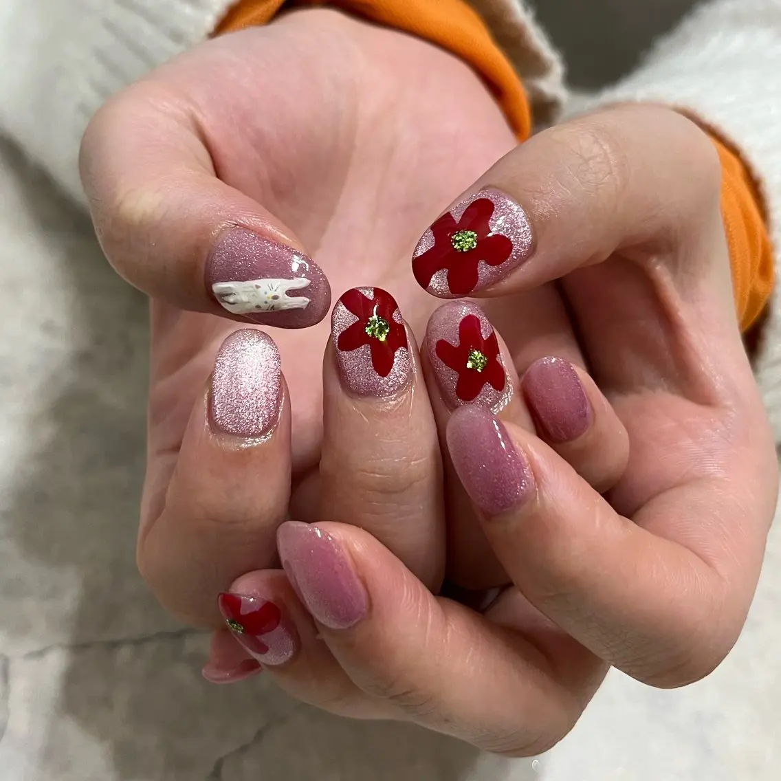 ネイル グリーン ハンドネイル vegh. nail/阿波座のネイルデザイン