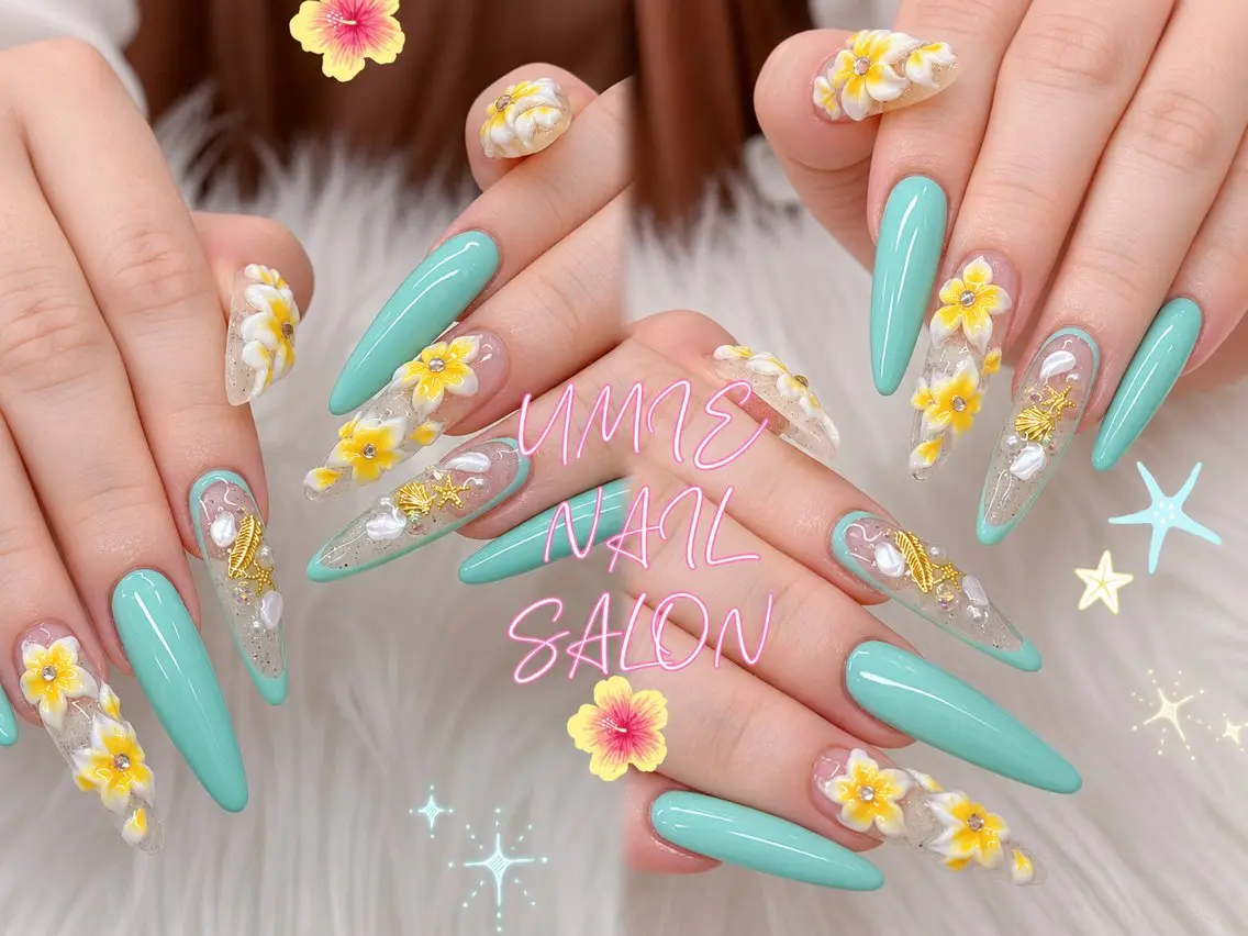 ネイル フットネイル フレンチネイル グラデーション キラキラネイル 韓国ネイル UMIE NAIL SALONのネイルデザイン