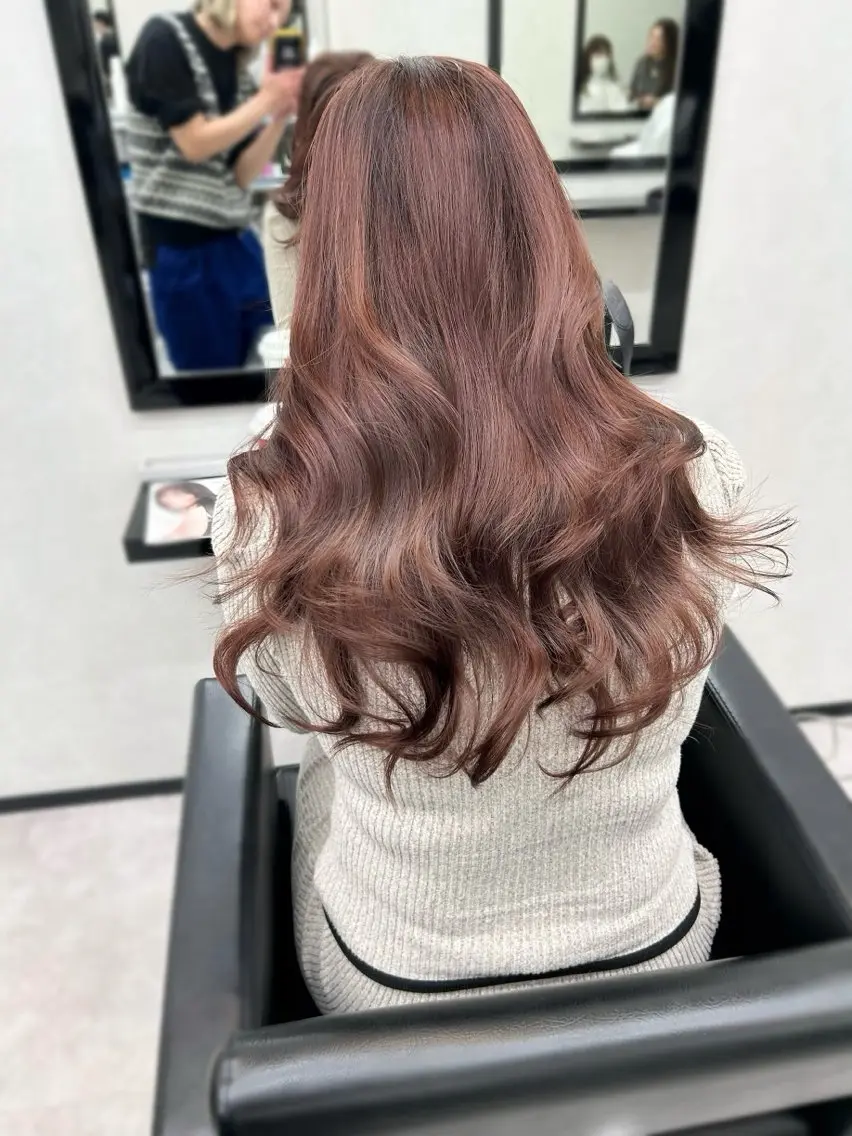 ロング カラー ブラウンカラー ピンクカラー ピンクブラウン ヘアカラー ナカジマ ナナのヘアスタイル