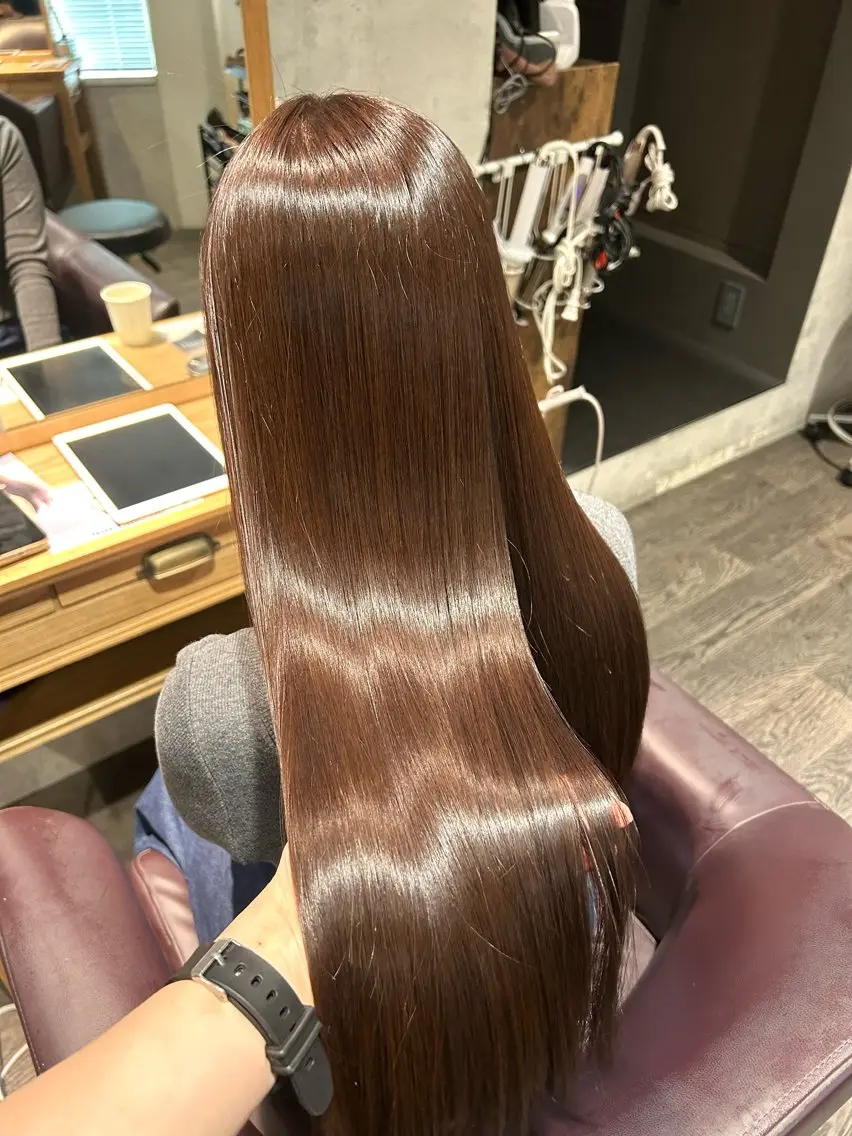 ロング カラー ブラウンカラー マロンブラウン 髪質改善 トリートメント ヘアカラー トリートメント パーソナルカラー 診断🍀マリンのヘアスタイル