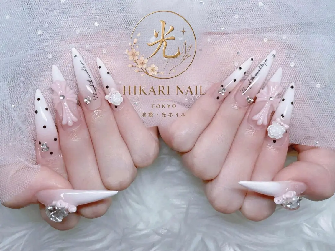 ネイル チークネイル 長さ出し フレンチネイル ガーリー ハロウィン ハンドネイル HikariNail Ikebukuroのネイルデザイン