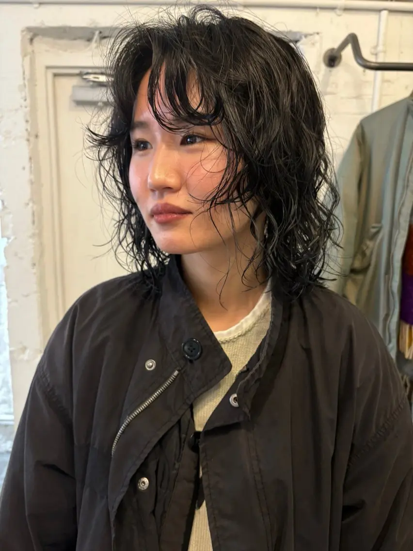 ミディアム カット ヘアカラー パーマ ✴︎UNU ✴︎モエカのヘアスタイル