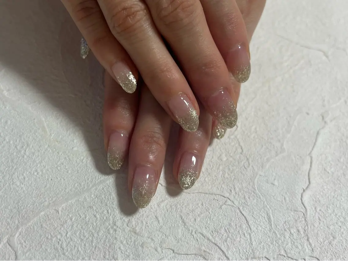 ネイル オーロラネイル フットネイル フレンチネイル ジェルネイル ラメ(グリッター) kiki nail たまプラーザのネイルデザイン