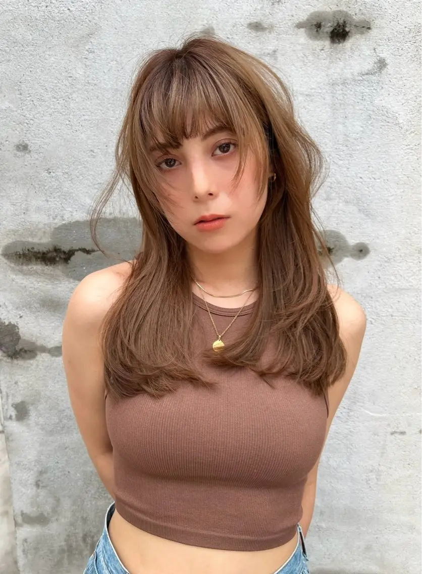 ロング カラー カット ヘアカラー トリートメント 吉ヶ別符 亮祐のヘアスタイル