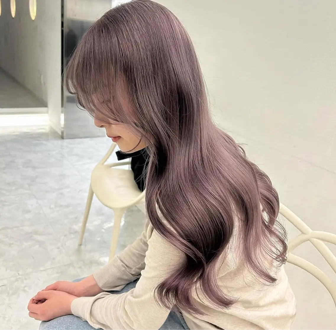 ロング カット ヘアカラー トリートメント 淡色ラベンダー♡ ニーナ🎀🦙のヘアスタイル