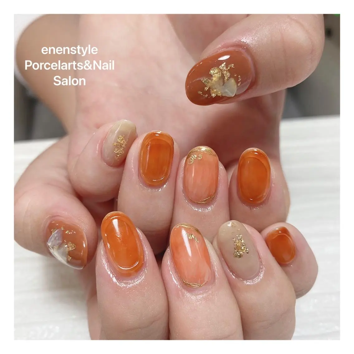 ミディアム ネイル ハンドネイル 🐾enen style 🐾のネイルデザイン