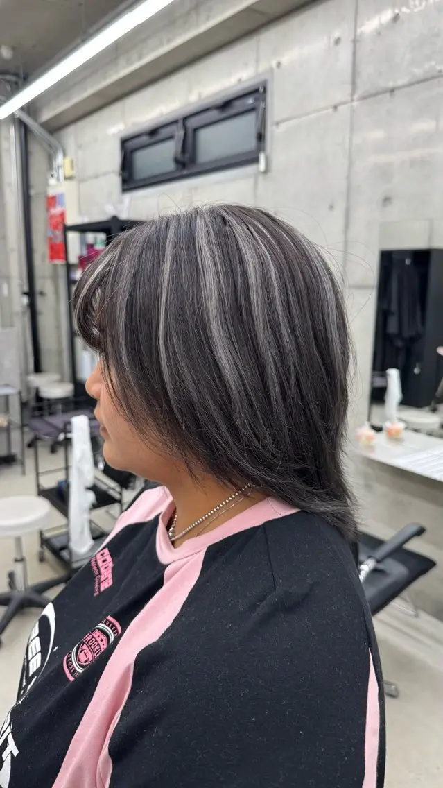 ミディアム カラー ハイライトカラー ハイライト ヘアカラー Kazuki/名古屋 ブリーチ/髪質改善のヘアスタイル