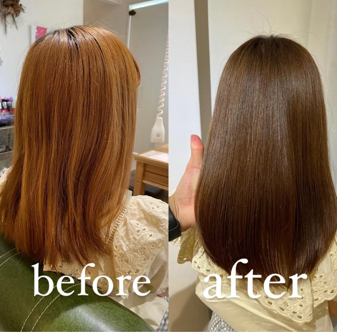 ミディアム カラー ベージュカラー ブリーチ ヘアカラー トリートメント 過去一の柔髪ヘア 🌿einshairのヘアスタイル
