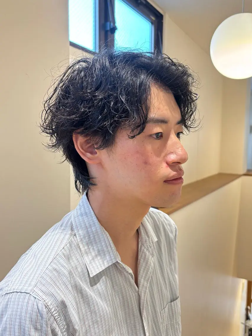 ショート パーマ メンズ メンズパーマ 波巻きパーマ 水谷 俊一のヘアスタイル