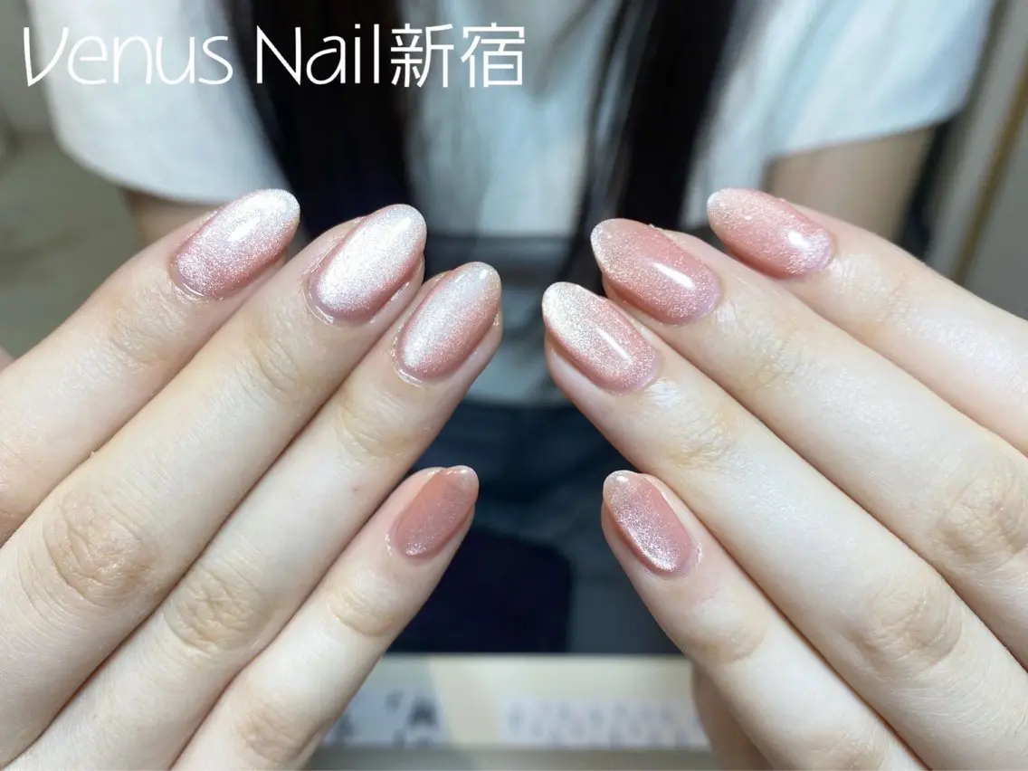 ネイル キラキラネイル マグネットネイル オフィスネイル シンプルネイル Venus nail チップ長さだし専門店のネイルデザイン
