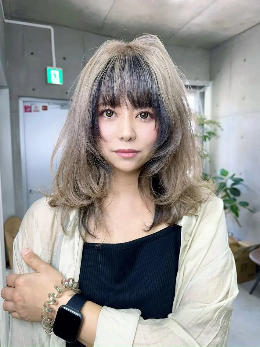 セミロング カラー レイヤーカット カット ヘアカラー Kazu 🌠名古屋 ハイトーン/レイヤーのヘアスタイル