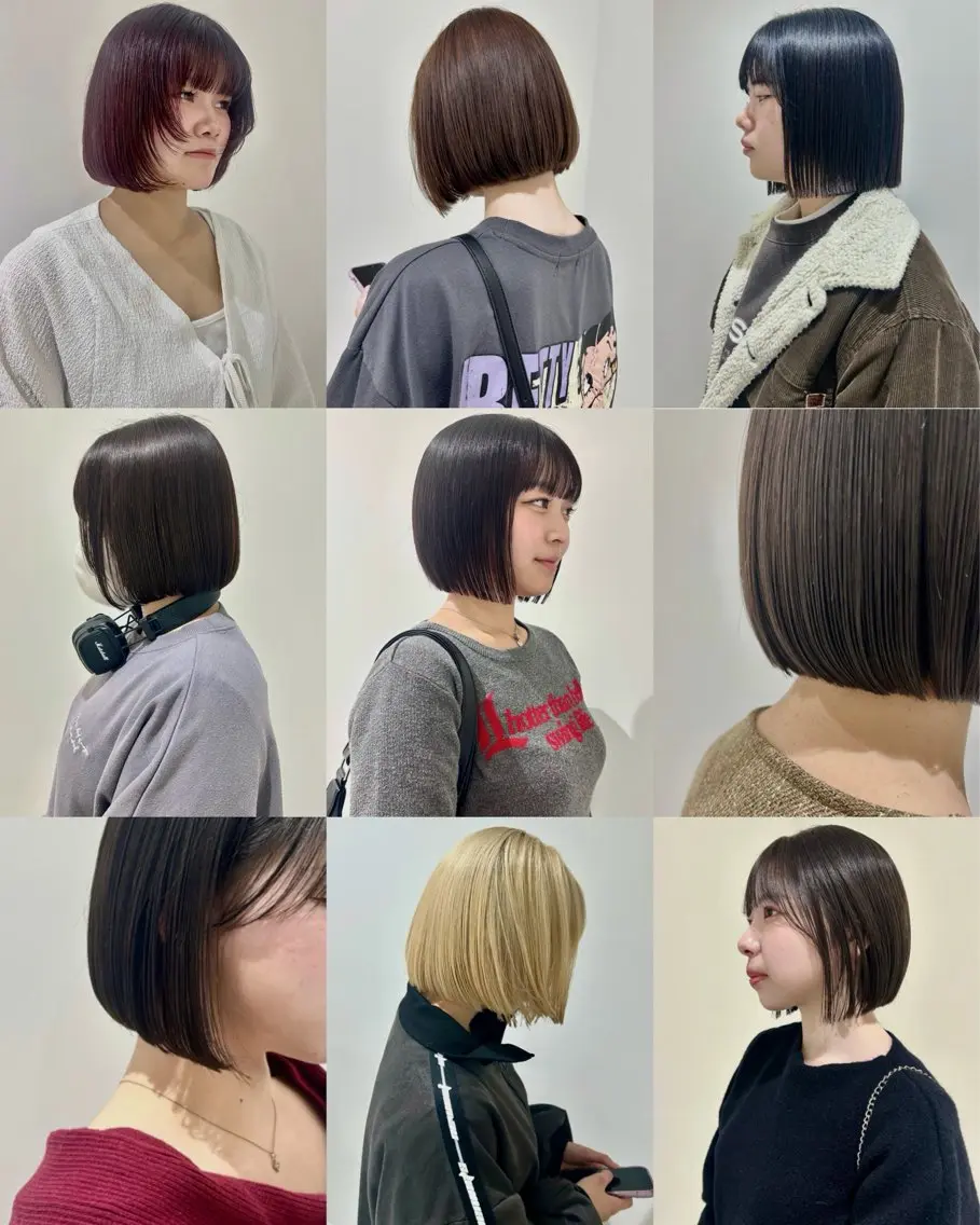 ミディアム カラー ボブ カット ヘアカラー 👔ボブ﹨髪質改善 ストレート🩳ももかのヘアスタイル