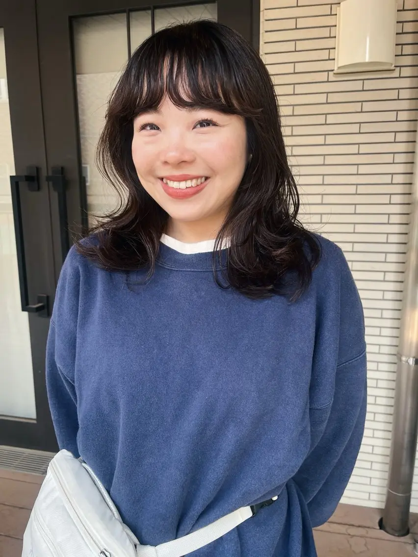 ミディアム パーマ カット 暖色/パーマ 🌼クニトウメイのヘアスタイル