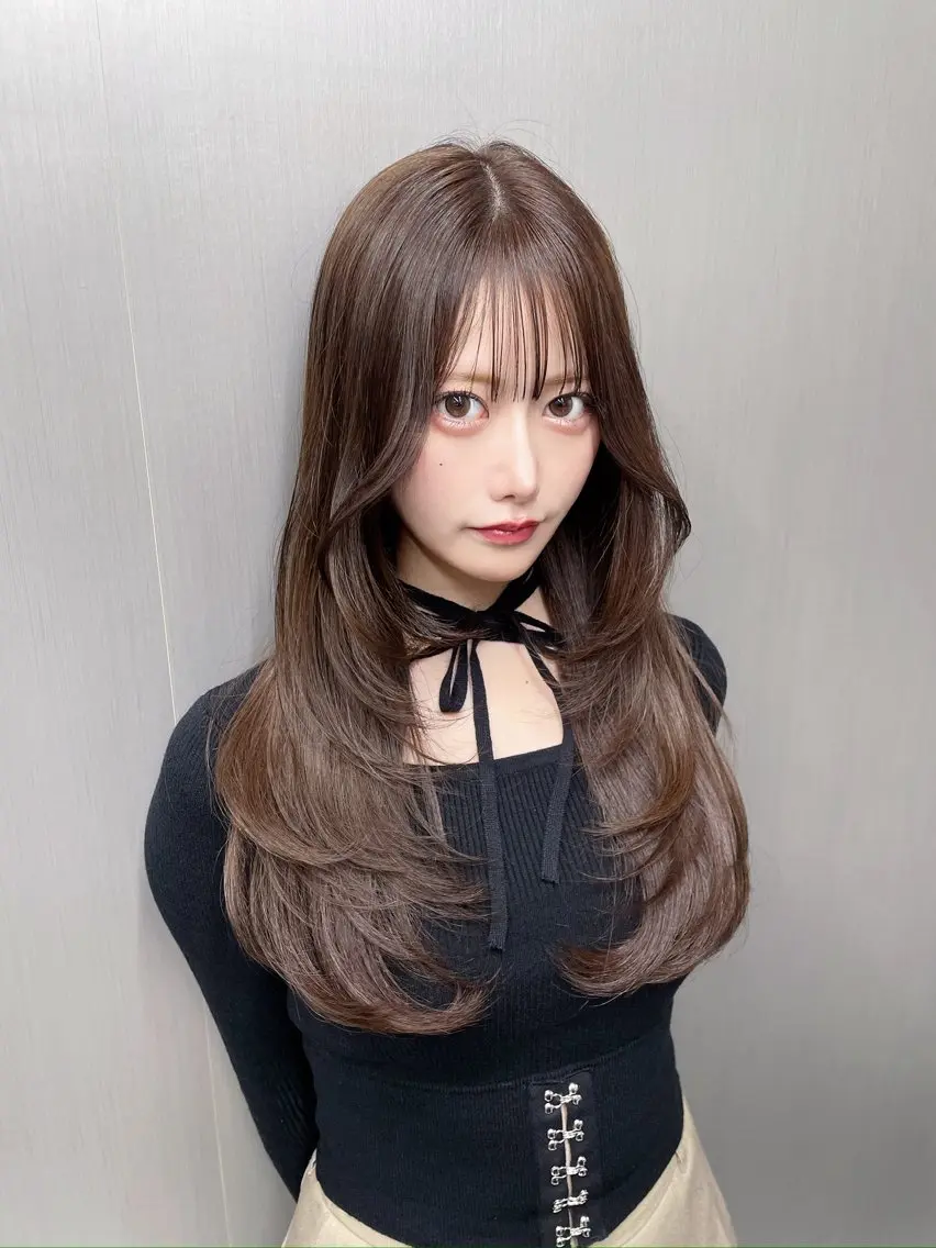 ロング カラー 韓国風ヘア レイヤーカット カット ヘアカラー トリートメント SHOUHEI 韓国風レイヤーカットのヘアスタイル
