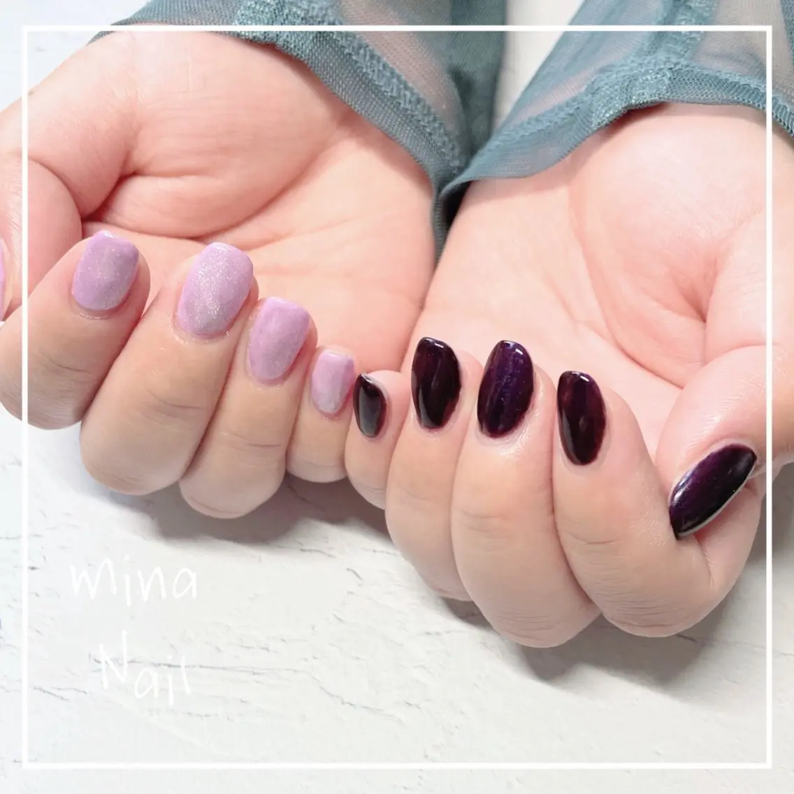 ネイル マグネットネイル パープル mina Nailのネイルデザイン