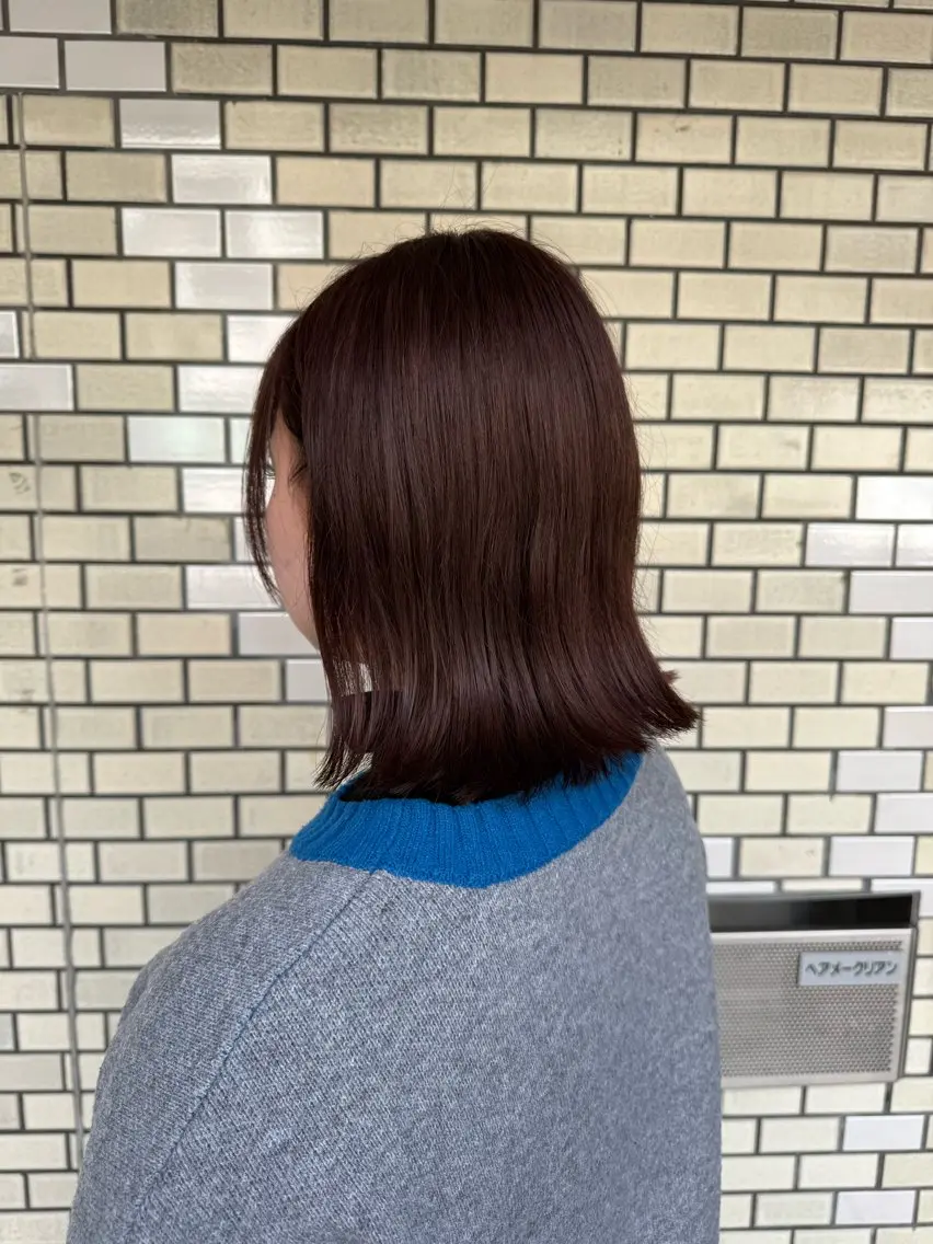 ミディアム カラー ブリーチ ブラウンカラー ラベンダーカラー ラベンダーピンク ピンクカラー 小松 莉夏子のヘアスタイル