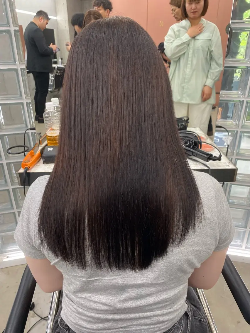 ロング 酸性ストレート 縮毛矯正 艶カラー／ストレート かとうゆうき🍯のヘアスタイル