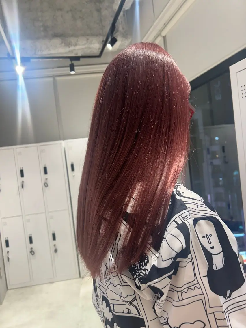 ロング カラー ベージュカラー ピンクカラー ピンクベージュ ヘアカラー トリートメント ピンク/ベージュ /似合わせ/田島百華のヘアスタイル