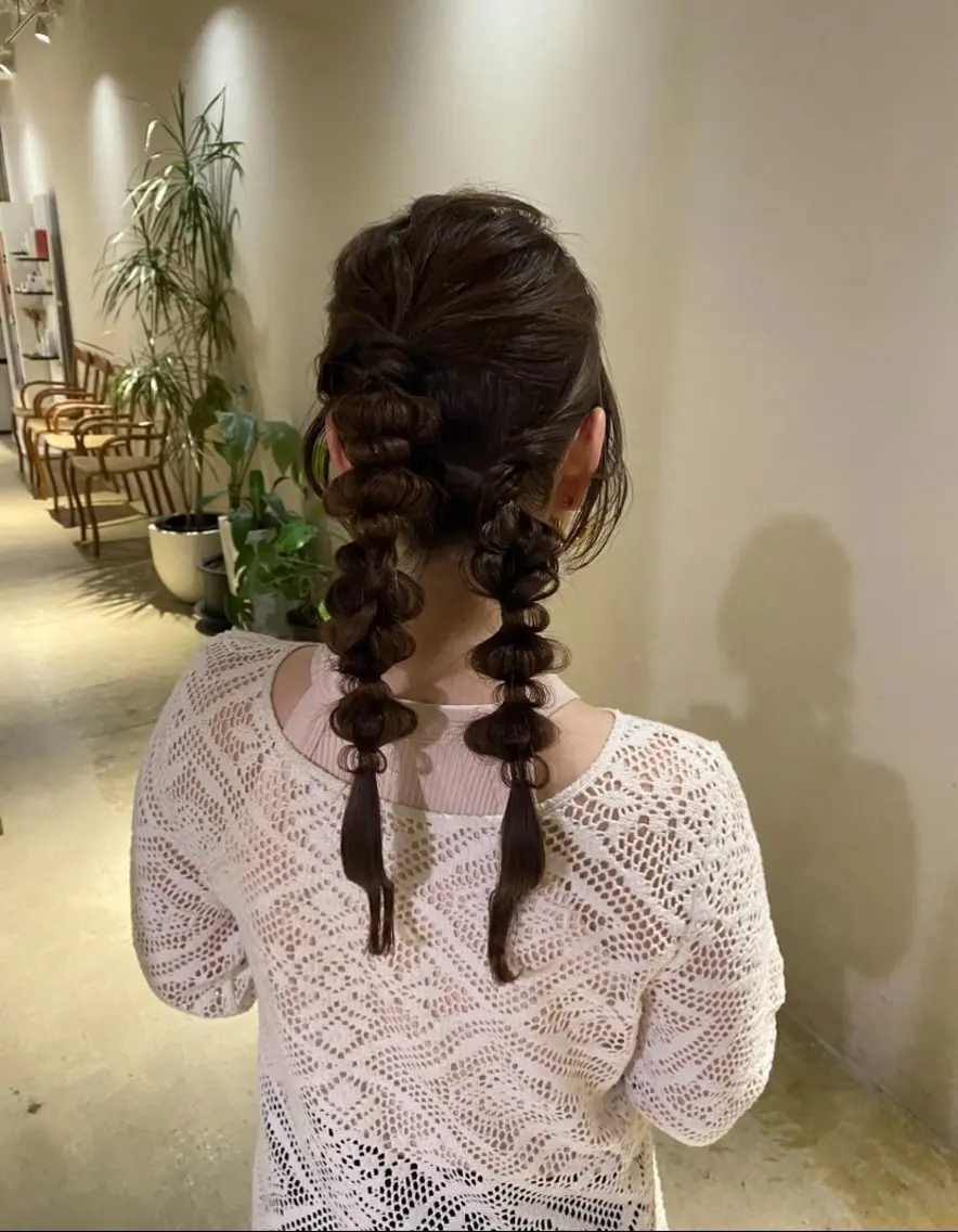 ヘアアレンジ さわ/博多/ ベージュ/ハイトーンのヘアスタイル