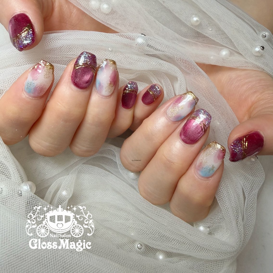 ネイル アートネイル マグネットネイル ミラーネイル 持ち込み YUN 💅のネイルデザイン