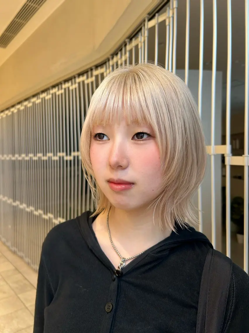 ミディアム カラー ヘアカラー Un ami 心那のヘアスタイル