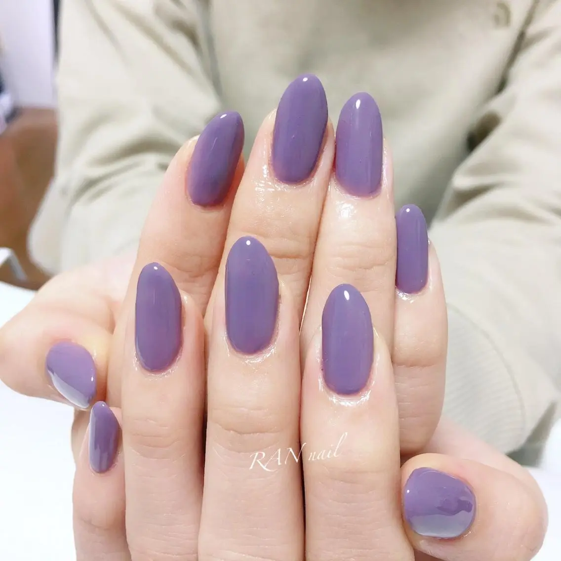 ネイル クリアネイル オフィスネイル ワンカラーネイル パープル ハンドネイル フットネイル RAN nailのネイルデザイン