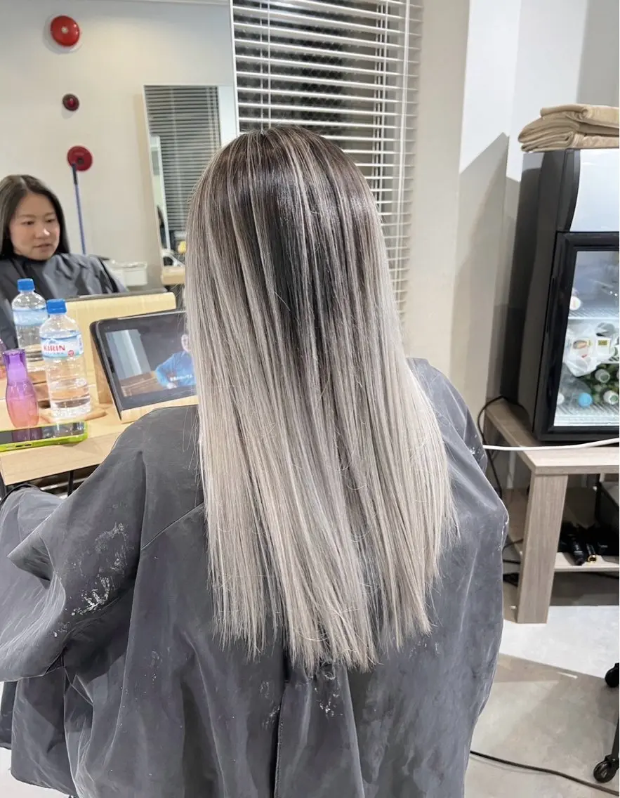 ロング カラー バレイヤージュ シルバー ホワイトシルバー レイヤーカット 指名数No.1 /NAOYAのヘアスタイル