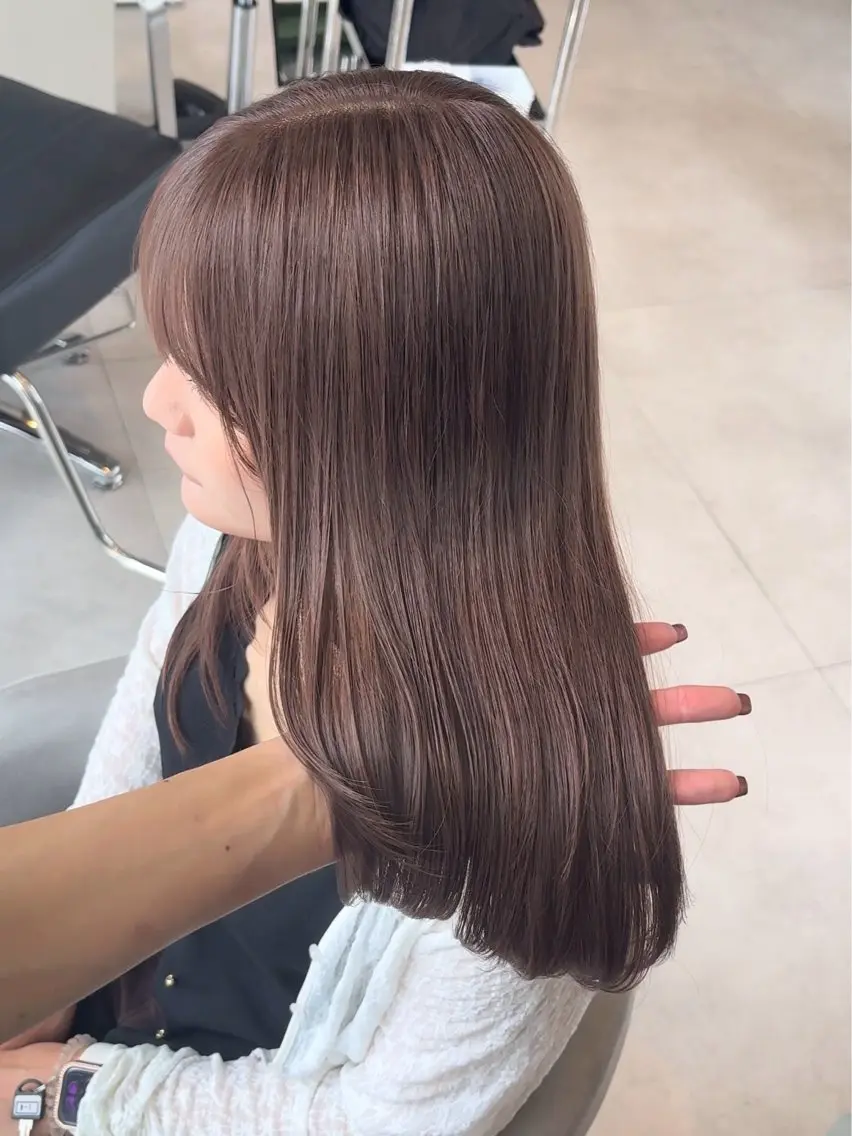 ロング カラー ベージュカラー ブリーチ ダブルカラー ブリーチなしカラー レイヤーカット 🩵福岡ブリーチなし レイヤー/紫音🩵のヘアスタイル