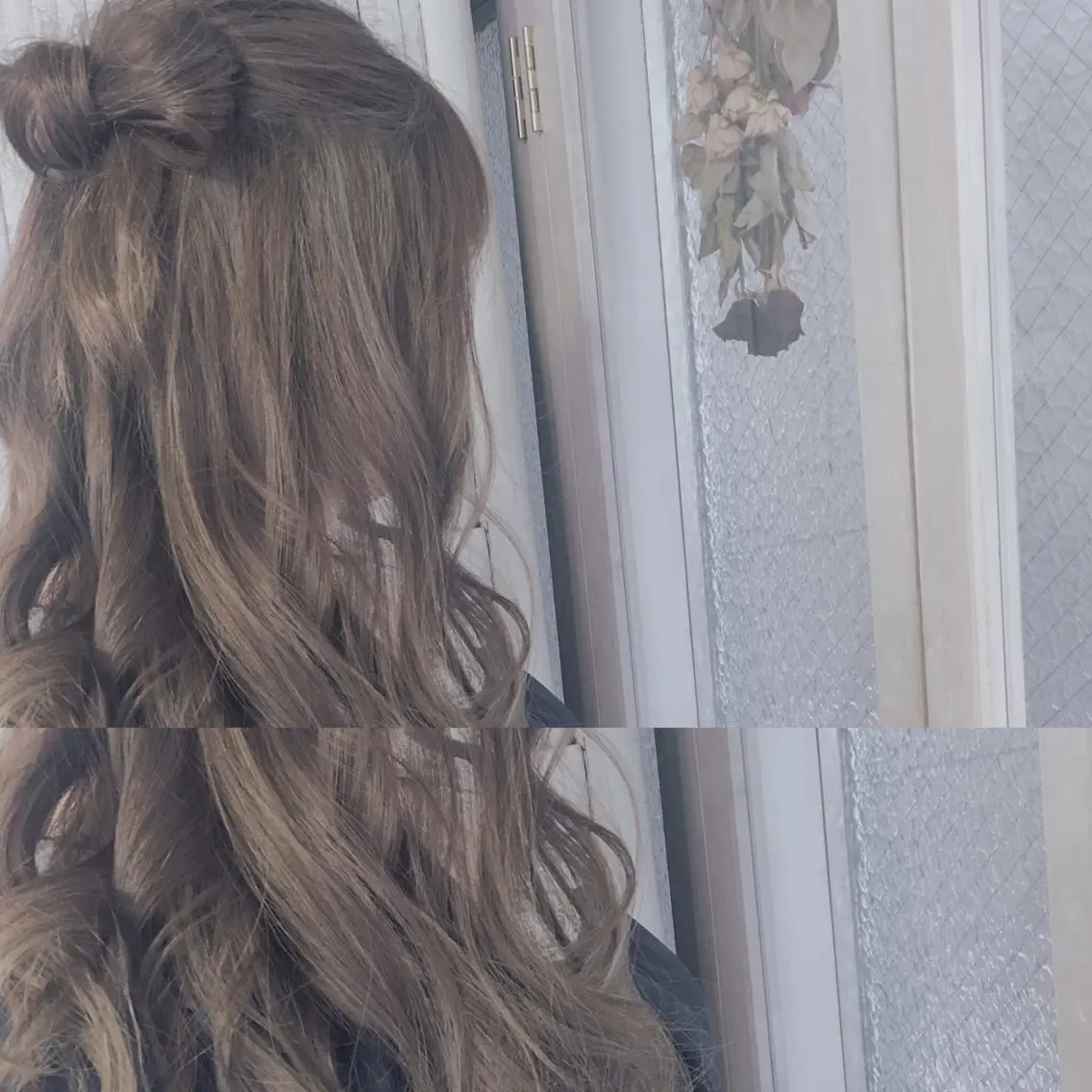 ロング カラー パーマ ヘアアレンジ グレージュ ハイライトカラー ハイライト 推し活専用 【派手髪】飯野ゆかりのヘアスタイル