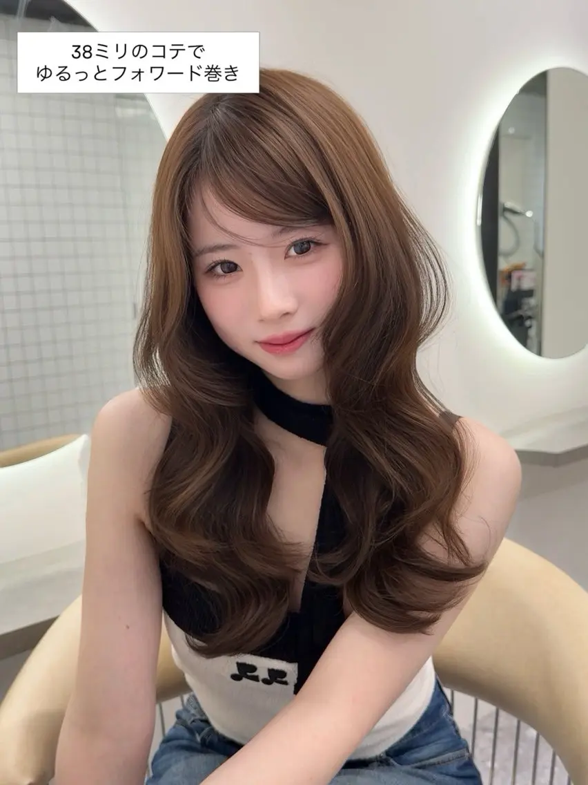ロング カラー ベージュカラー 透明感カラー レイヤーカット ロング カット ヘアカラー トリートメント 韓国ヘア/レイヤー カット SAKURAのヘアスタイル