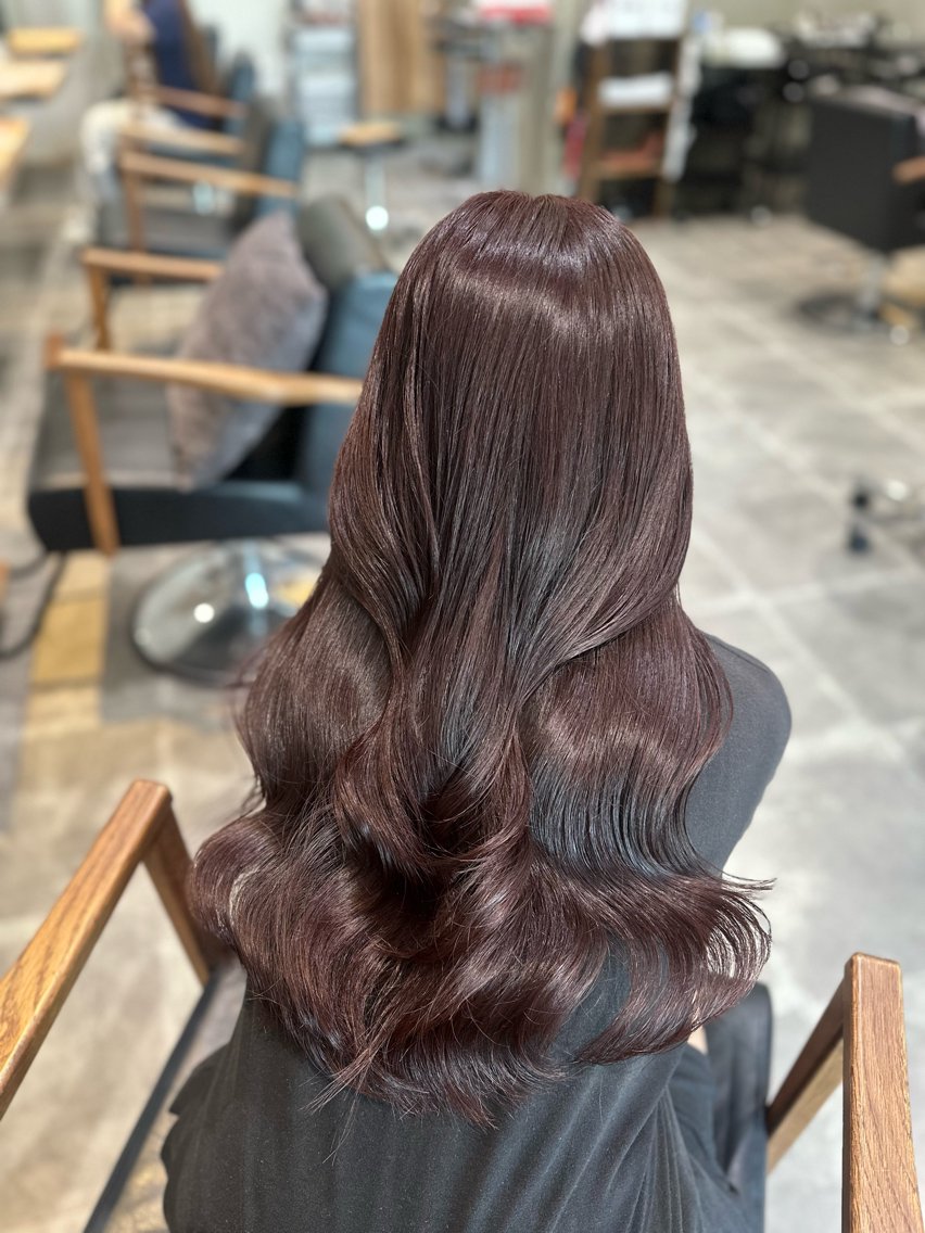 ロング カラー ブラウンカラー ラベンダーカラー カット ヘアカラー トリートメント ブリーチ無しWカラー ・アレンジ🎀のヘアスタイル