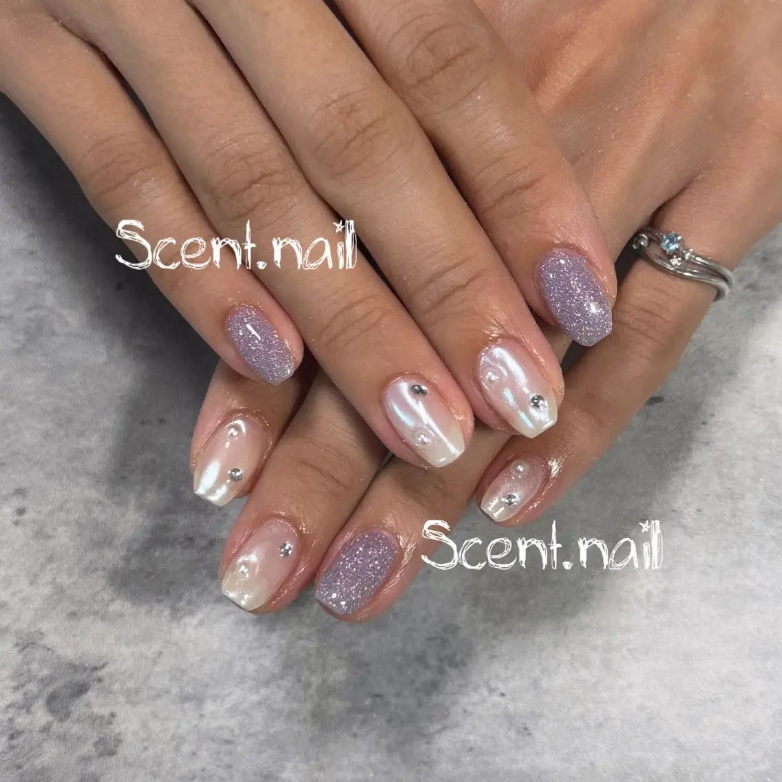 ネイル オーロラネイル ラメ(グリッター) ワンカラーネイル ハンドネイル Scent.nail セントネイルのネイルデザイン