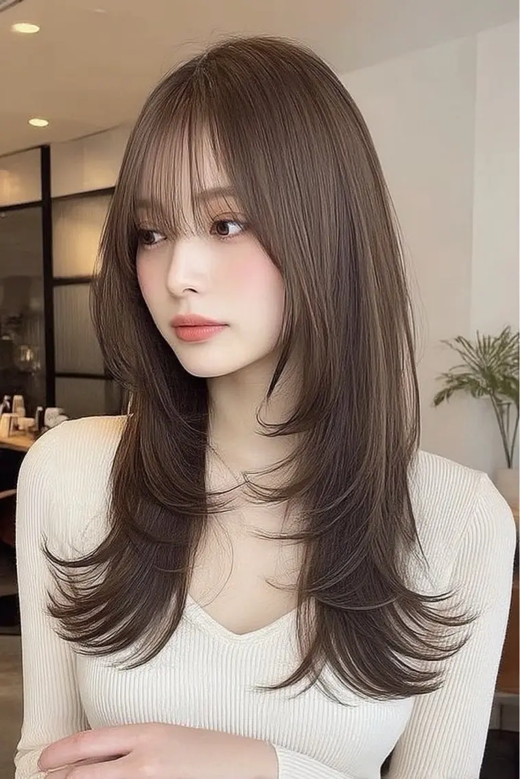 ロング カラー ヘアカラー 🍒モテ暖色カラー × うる艶✧ ゆなのヘアスタイル