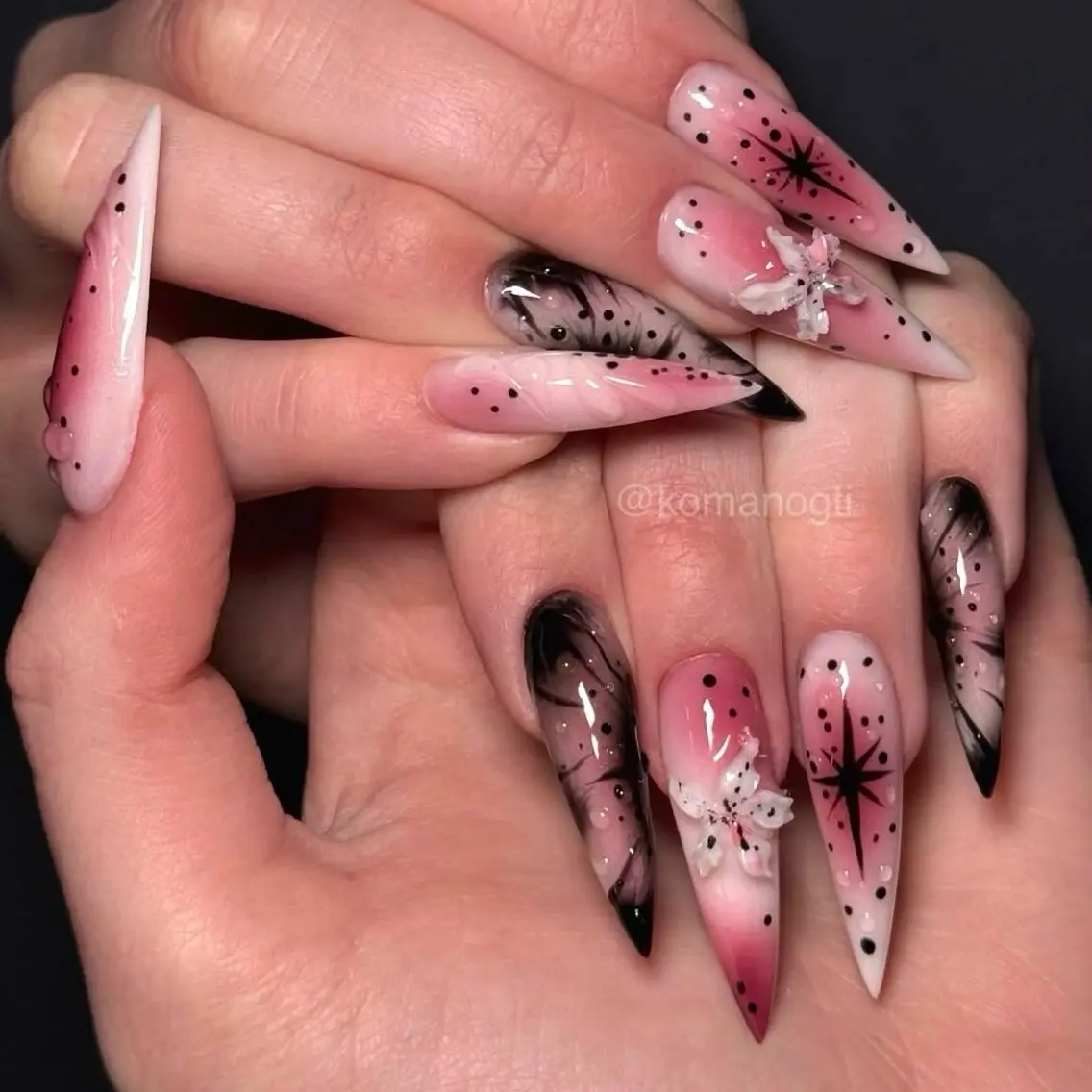 ネイル フラワーネイル ジェルネイル グラデーション 韓国ネイル ロングネイル ハンドネイル Umee Nailのネイルデザイン