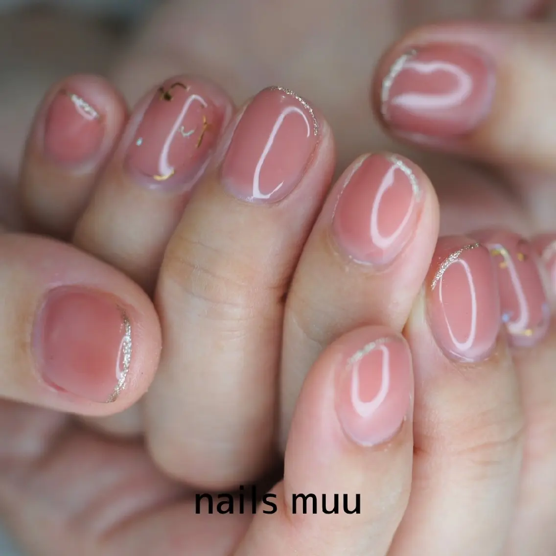 ネイル アートネイル ハート ラメ(グリッター) オフィスネイル シンプルネイル nails muu まゆのネイルデザイン