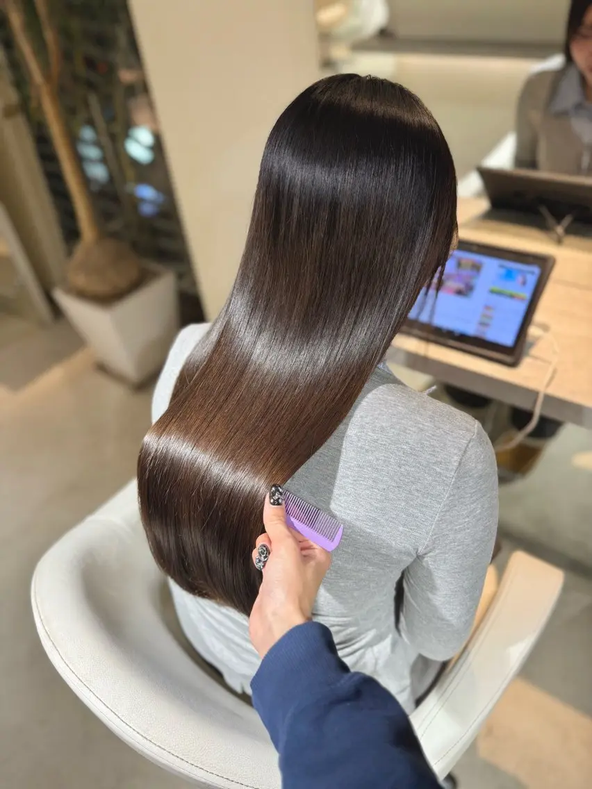 ロング パーマ 縮毛矯正 ストレートパーマ 縮毛矯正 トリートメント 🦋🫧艶髪カラー 🫧🦋あいりのヘアスタイル