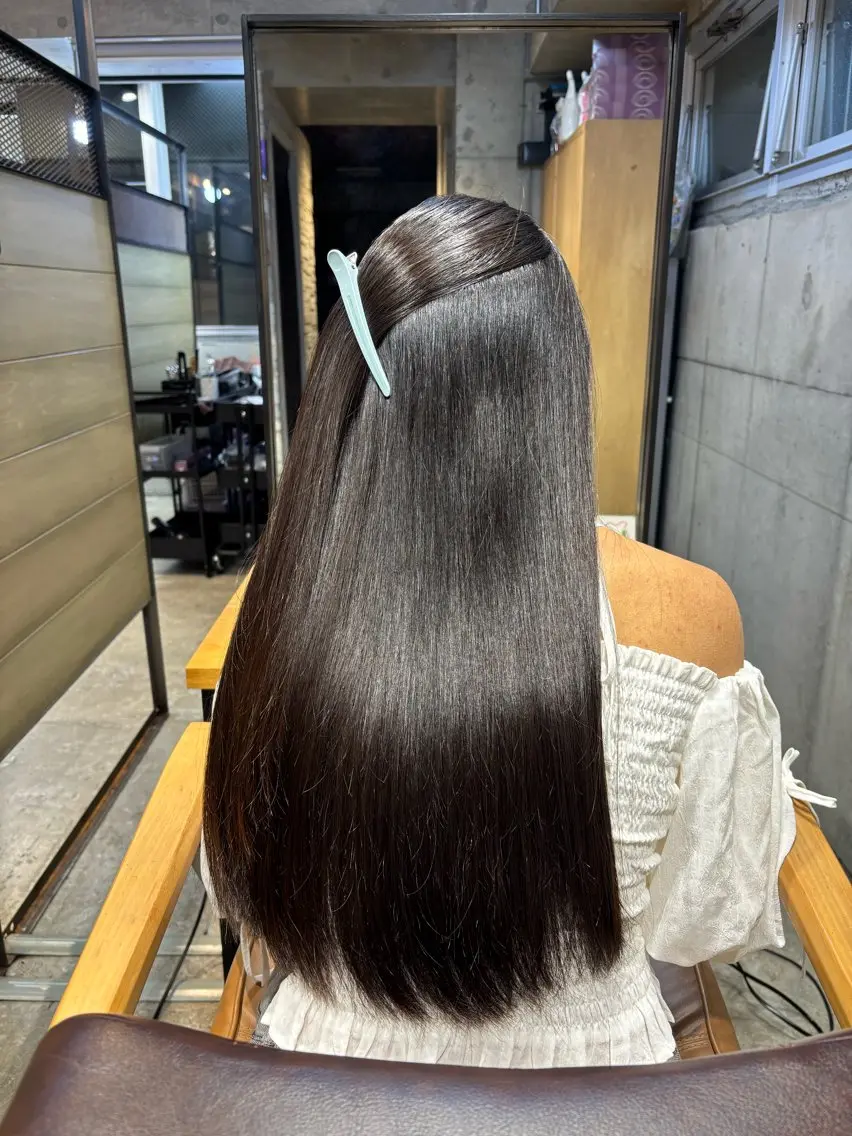 ロング パーマ 縮毛矯正 ヒマワリ🌻/ ワンホン×艶髪特化のヘアスタイル