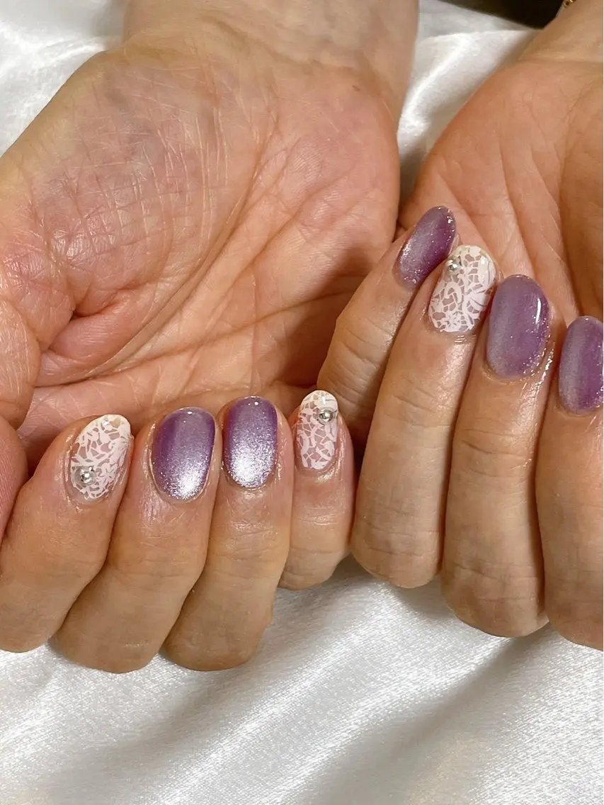 ネイル オーロラネイル 桜ネイル フラワーネイル フットネイル フレンチネイル ハンドネイル kikinail 溝の口のネイルデザイン