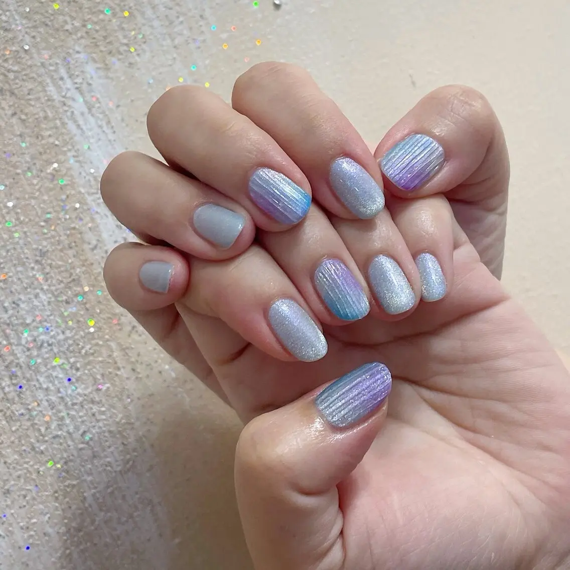 ネイル オーロラネイル フットネイル フレンチネイル ジェルネイル マグネットネイル ハンドネイル kiki nail &brow二子玉川のネイルデザイン