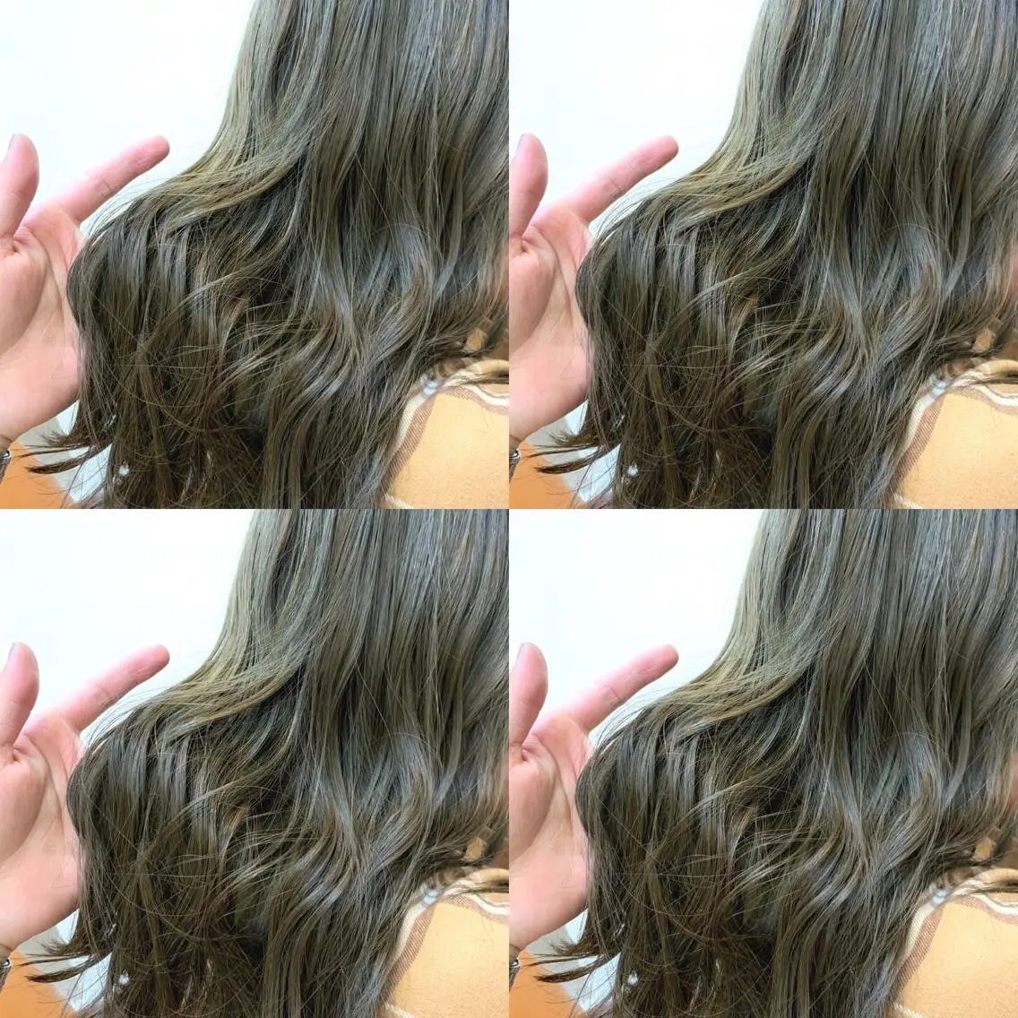 セミロング カラー ブリーチ グレージュ ブリーチなしカラー オリーブグレージュ オリーブグレー navile原宿 yumaのヘアスタイル