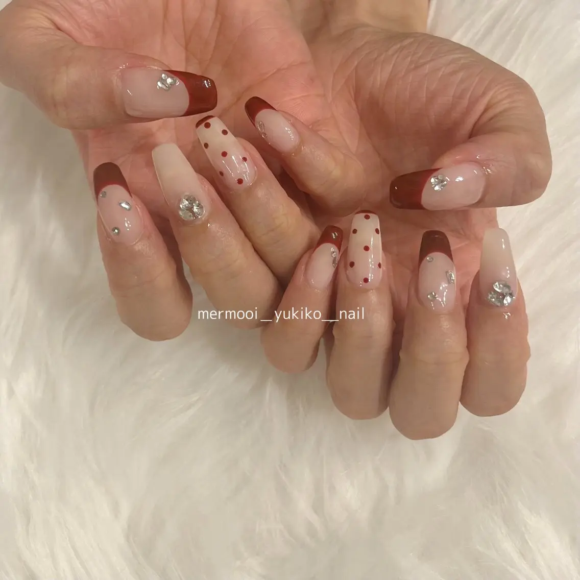 ネイル ボルドー フレンチネイル ニュアンスネイル mermooi nailのネイルデザイン