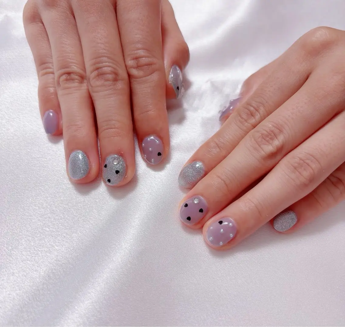 ネイル ブルー グリーン マグネットネイル パープル nail lumièreのネイルデザイン