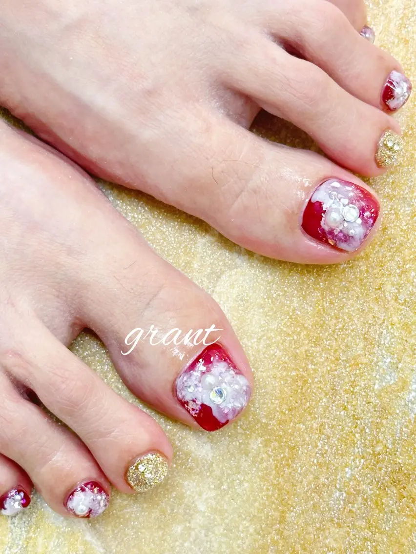 ネイル フットネイル フットネイル nailsalon grantのネイルデザイン
