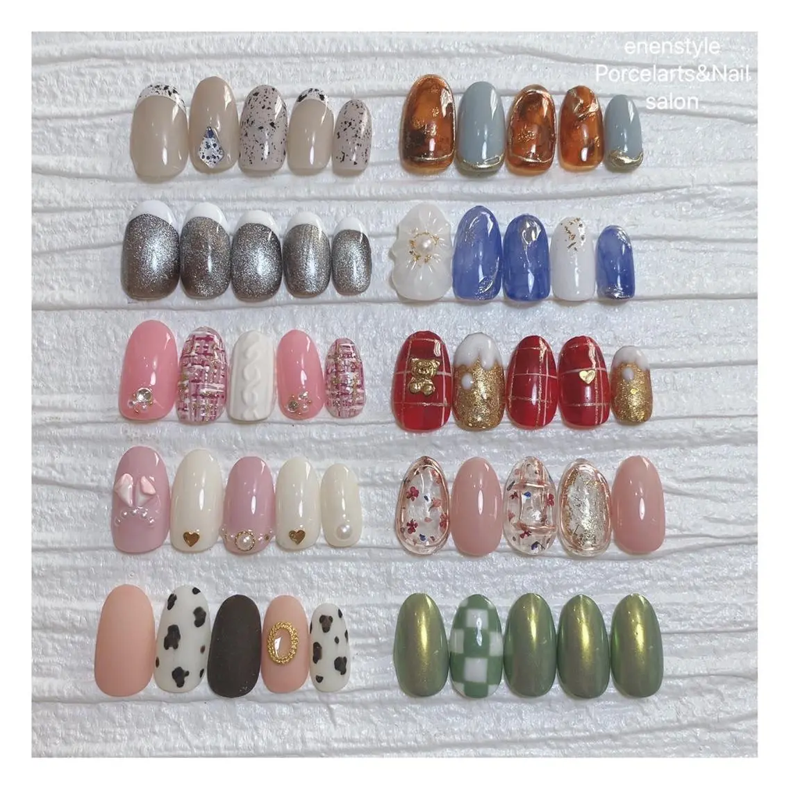 ミディアム ネイル ハンドネイル 🐾enen style 🐾のネイルデザイン