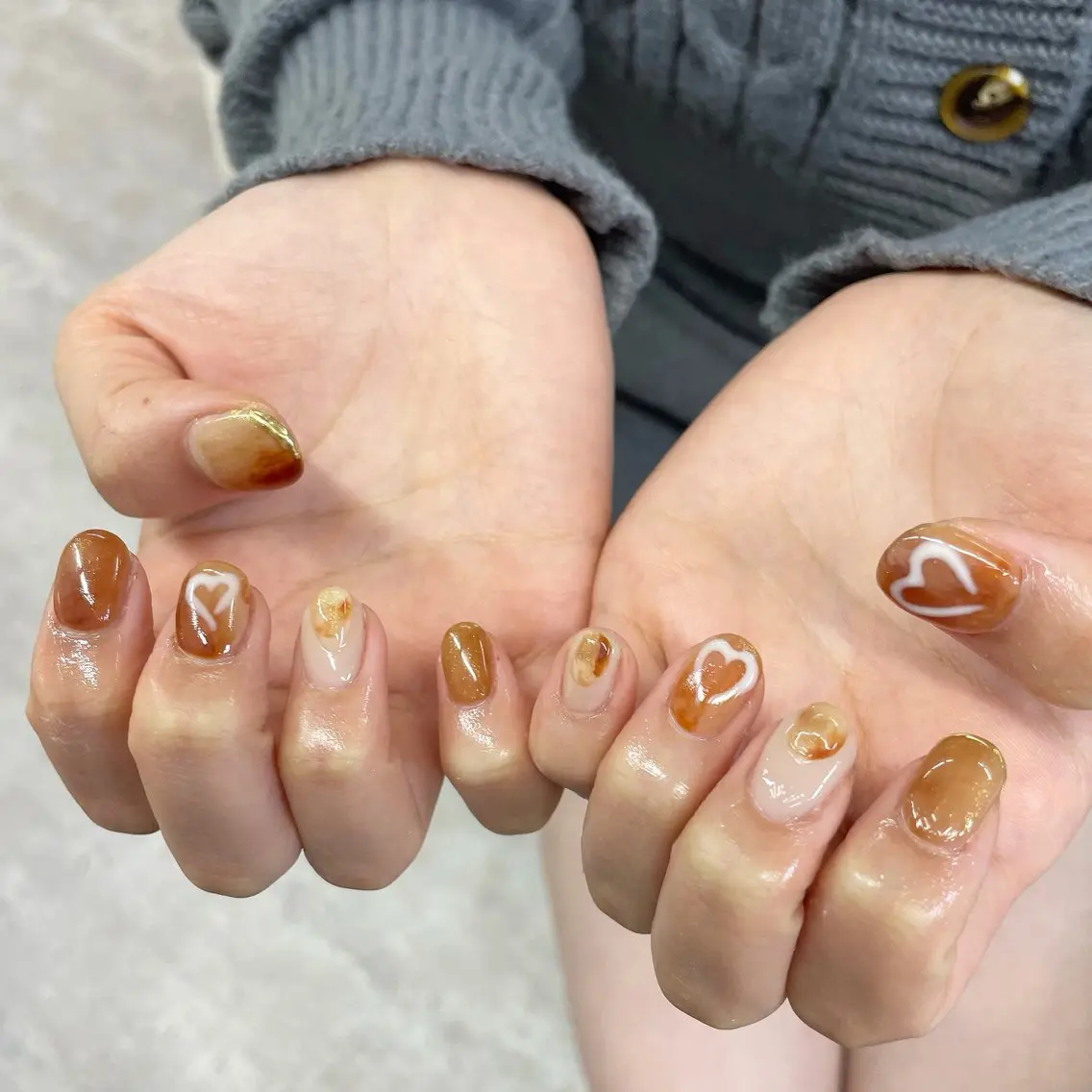 ネイル ブラウン ニュアンスネイル ハンドネイル Bianca川越西口 KITAZAKI🫧のネイルデザイン