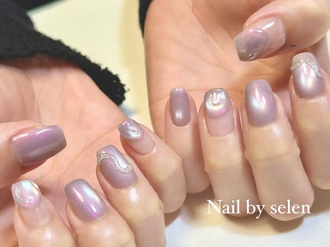 ネイル アートネイル ジェルネイル グラデーション ミラーネイル ニュアンスネイル ハンドネイル Nail by selenのネイルデザイン
