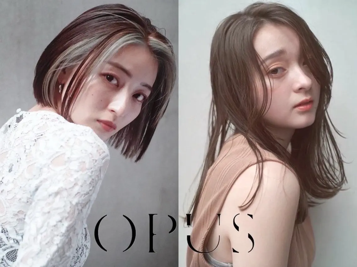 ミディアム カラー カット ヘアカラー OPUSダブルカラー ケアブリーチのヘアスタイル