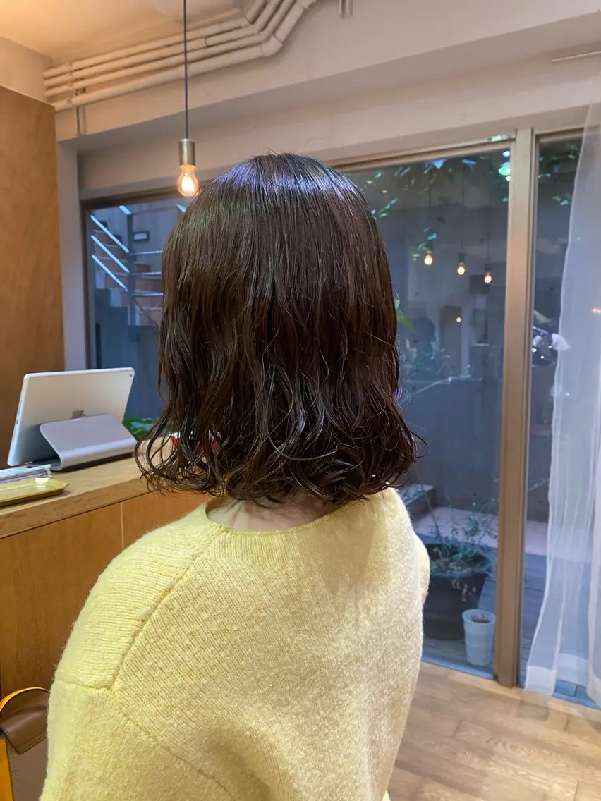 ミディアム ミディアムパーマ ボブ カット パーマ 大人可愛い♡コテ巻き パーマ🌼杉田 萌恵のヘアスタイル