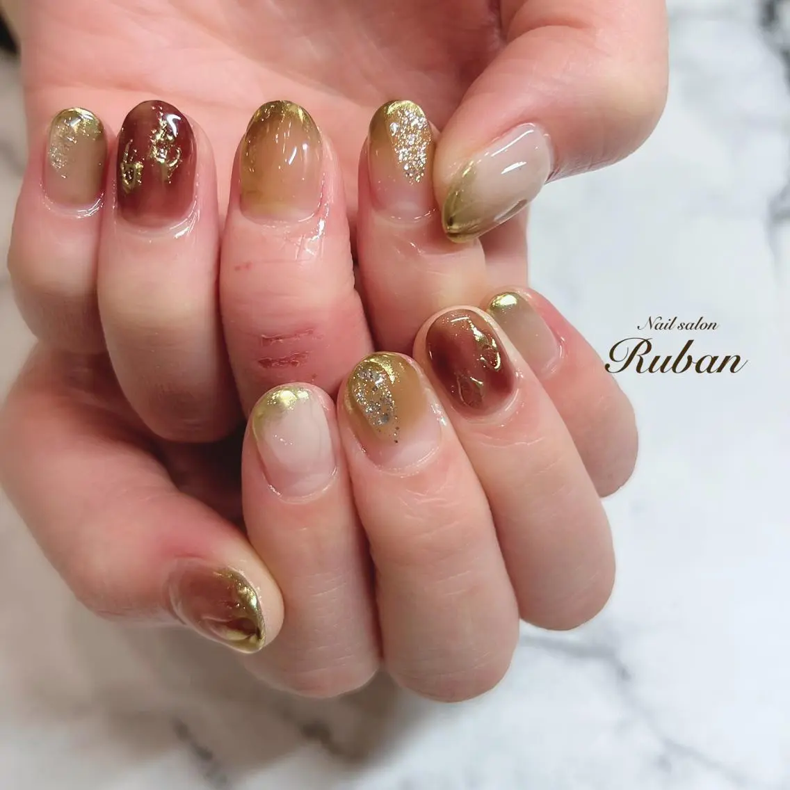 ネイル 持ち込み ニュアンスネイル Nail salon Rubanのネイルデザイン