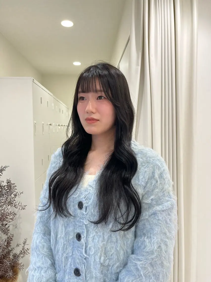 ロング カラー 透明感カラー グレージュ カット ヘアカラー ヨシカ/透明感カラー 酸性ストレートのヘアスタイル
